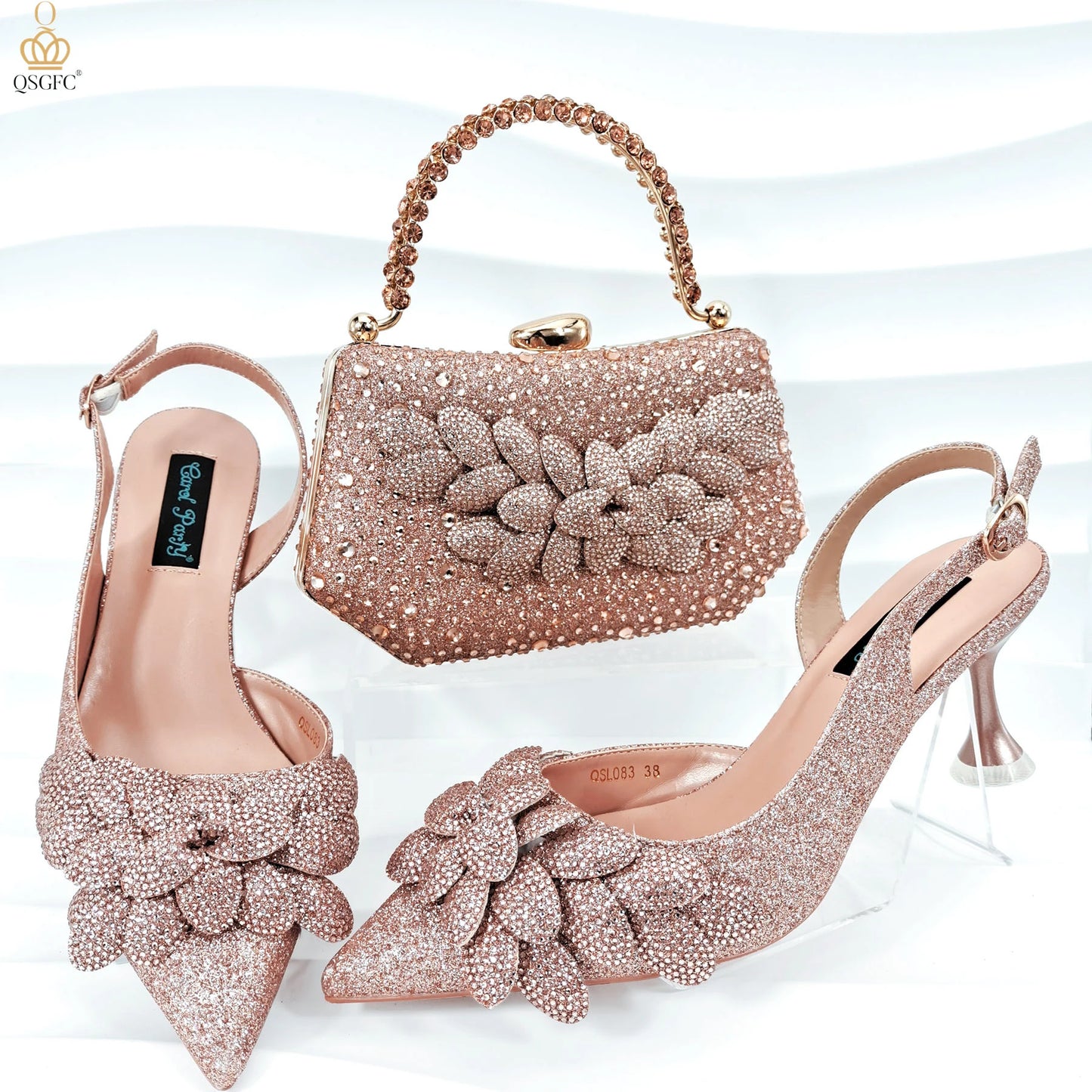 African Fashion Green Heels & Matching Bag Set | Women's Pointed Toe Pumps