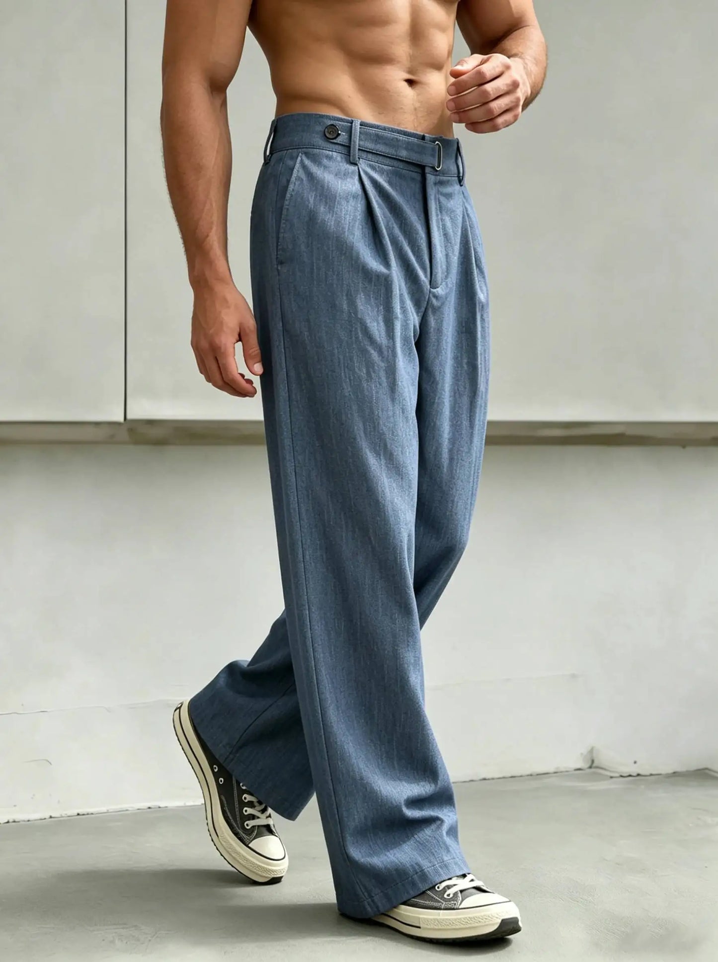 Men's Summer Thin Wide Leg Casual Pants, Textured Versatile Commuter Trousers