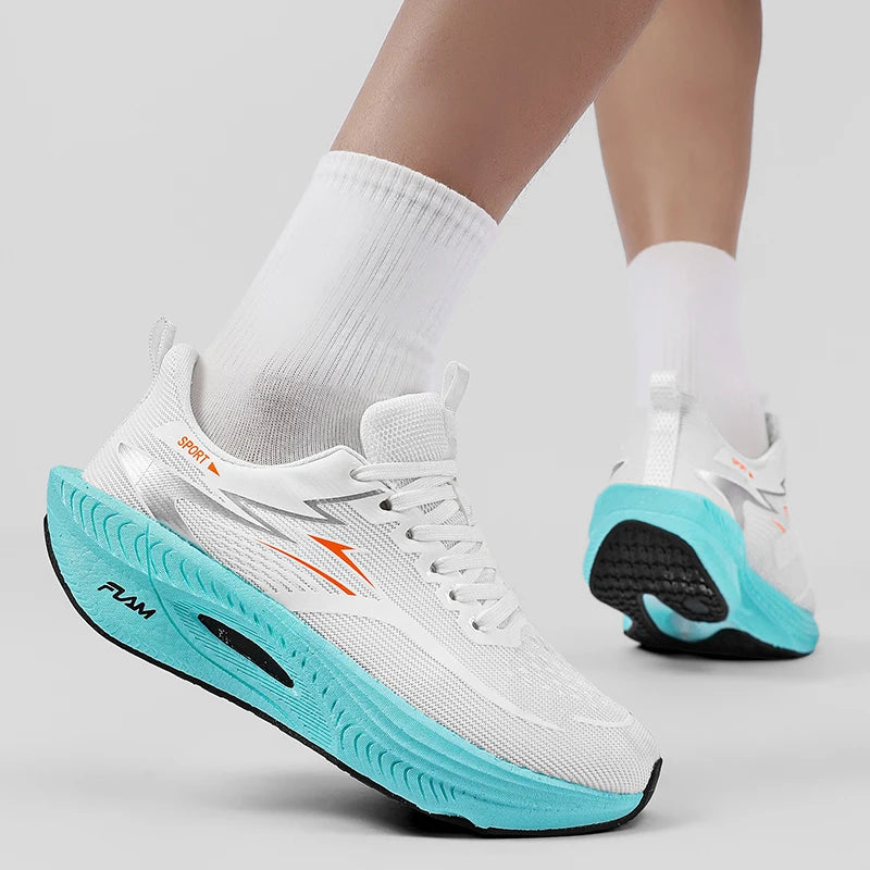 Couple's shock-absorbing racing running shoes, with thick soles and soft elasticity, suitable for rainy days, versatile for runn