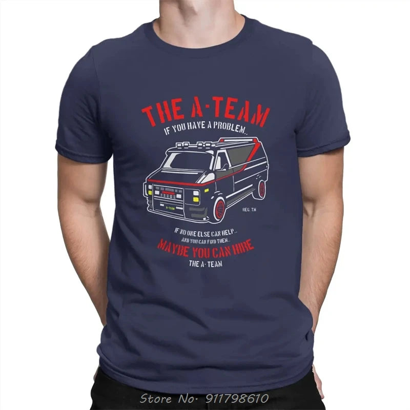 Mashup TV 80s Hanniba Men T Shirt The A-Team Crazy Tee TShirt Short Sleeve Unisex O-Neck Collar T-Shirt Cotton Printing Clothing