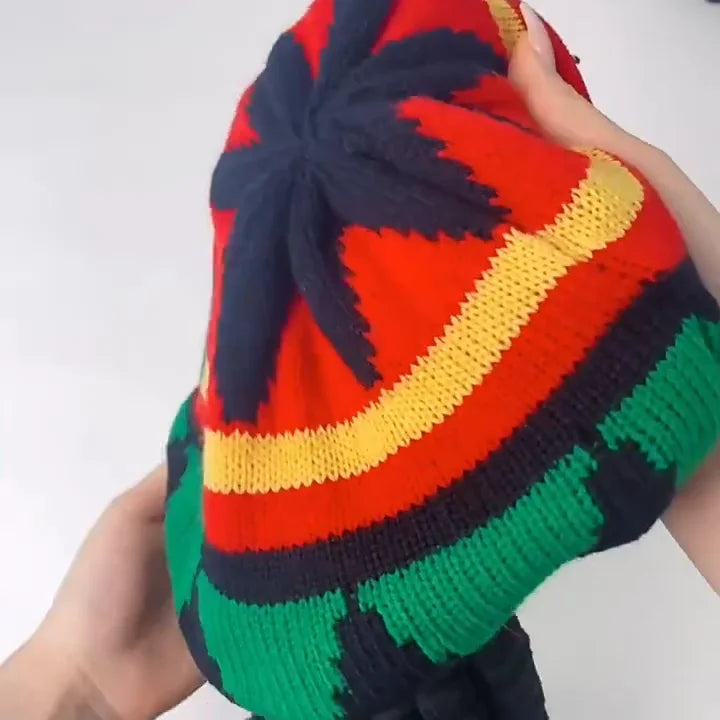 Unisex Synthetic Wig Knit Braid Hat Jamaican Bob Rasta Beanie Cap Dreadlocks Wig Bob Marley Caribbean Hip Hop Cosplay Headwear