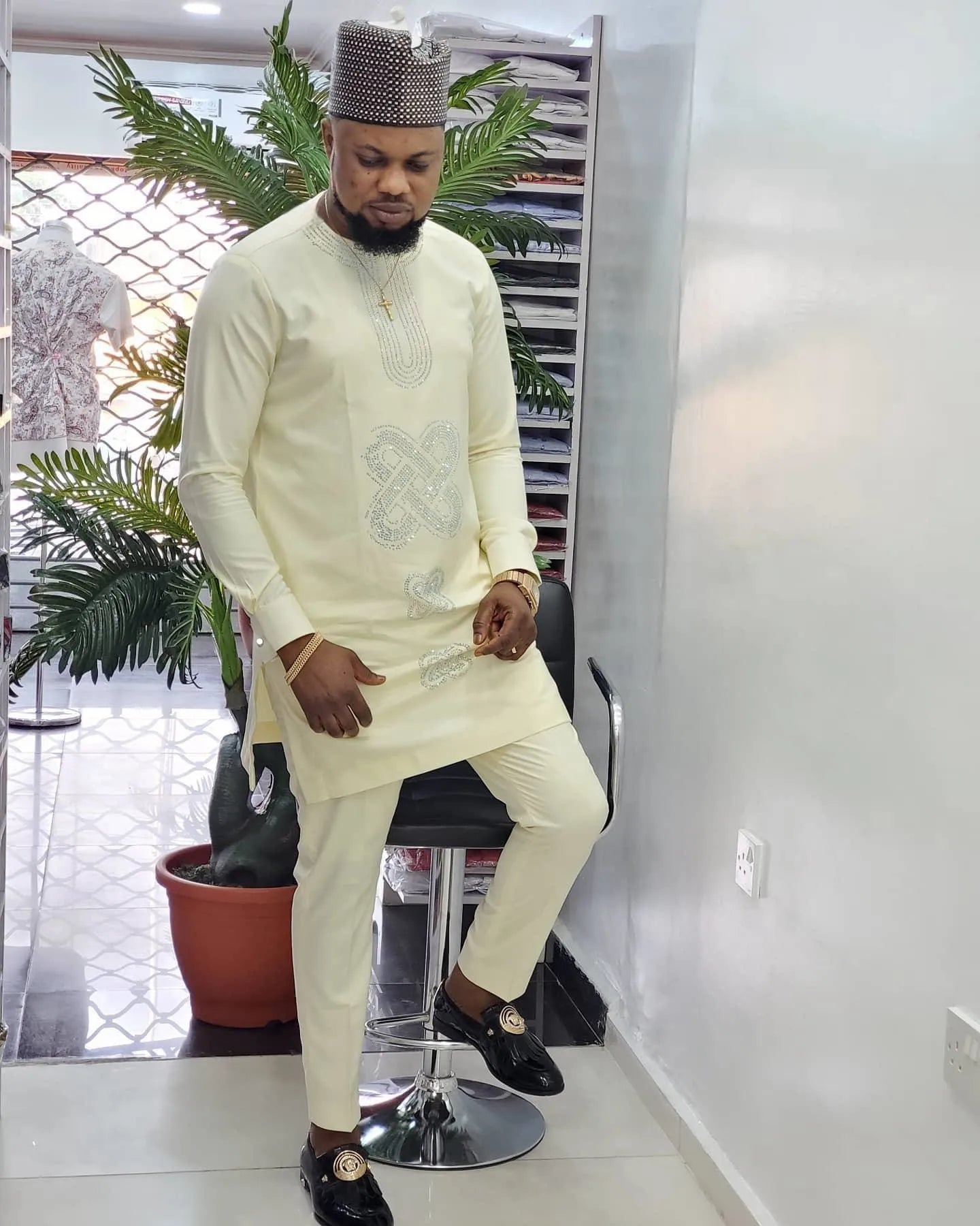 Kaftan Men's Suit African Ethnic Style Long Sleeve Embroidered Suit Men's Traditional Clothing 2-piece Suit