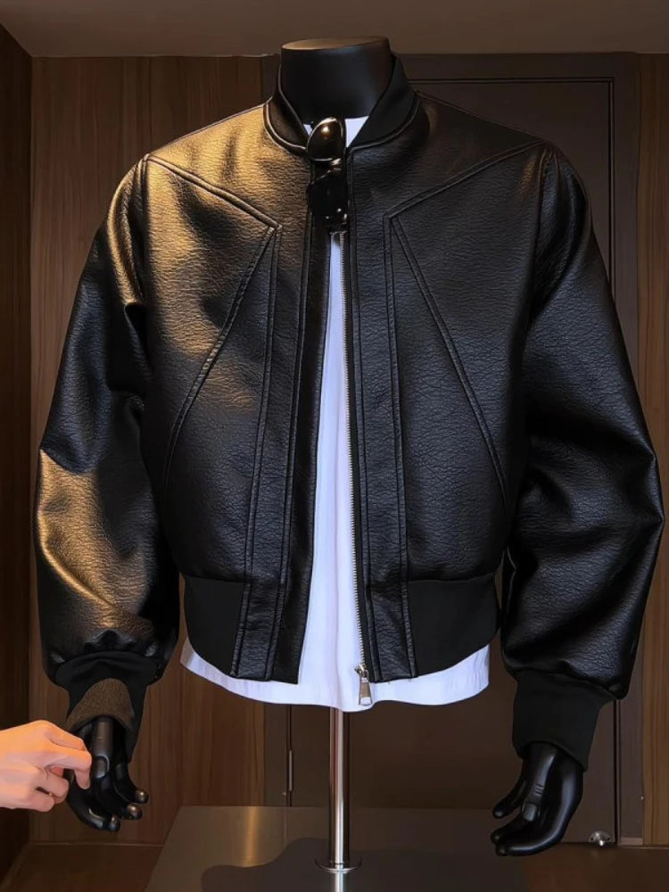 Men Coats Faux Leather Jackets Turn Down Collar Pu Coat Work Streetwear Jacket Zipper Outerwear Casual Regular 2026 Autumn
