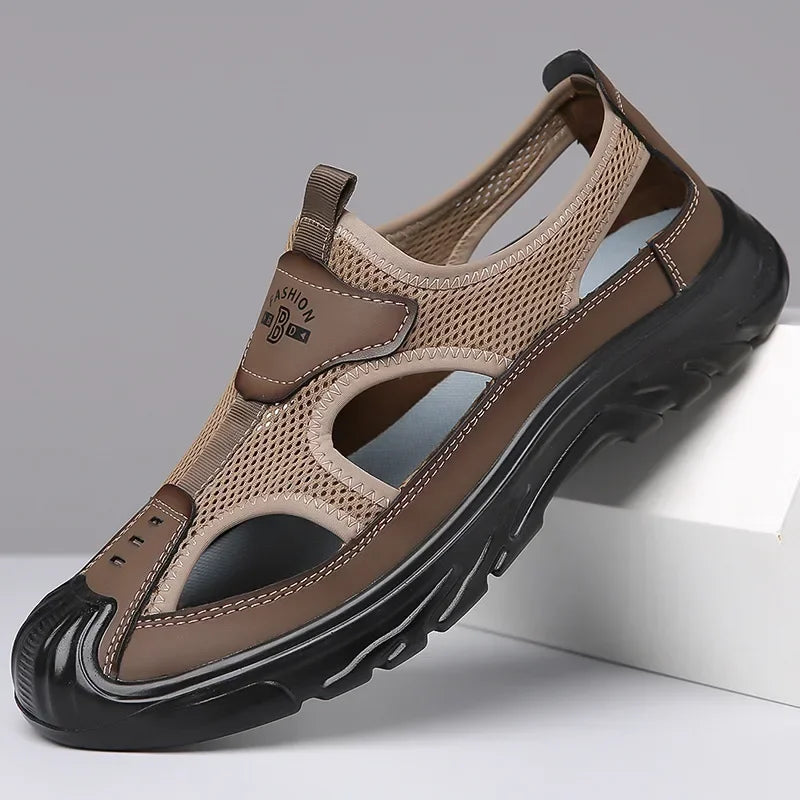 Sandals Breathable Men Shoes Mesh Outdoor Men Hollow Sandals Antiskid Beach Sandals Flats Footwear Zapatillas Hombre 2025