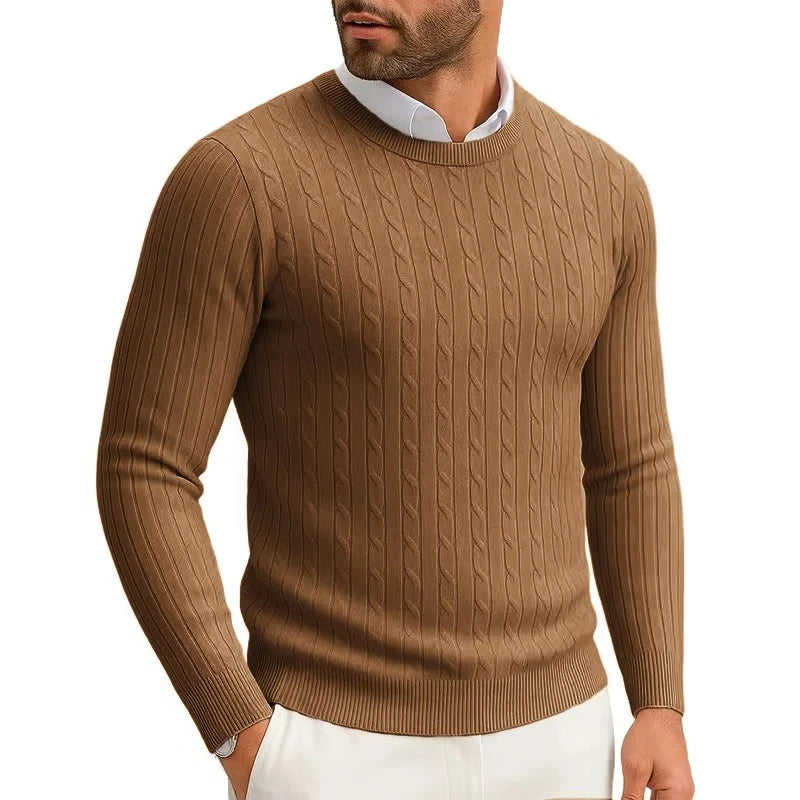 Men's Crewneck Knitted Pullover Sweater Fit Long Sleeve Casual Sweaters Winter Warm Twist Patterned Cable Work Jumper