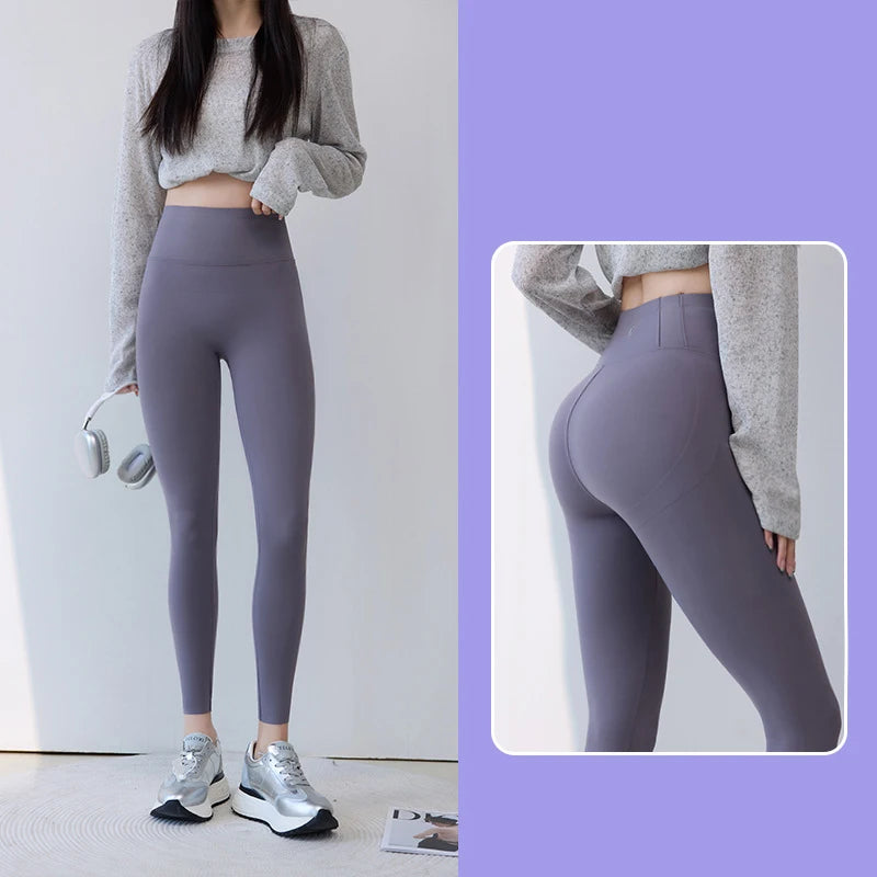 BIVIGAOS Spring Summer New Plum Red 3D Naked Feeling Sharkskin Leggings Women Slim Sexy Sport Yoga Push Up Fitness Leggings
