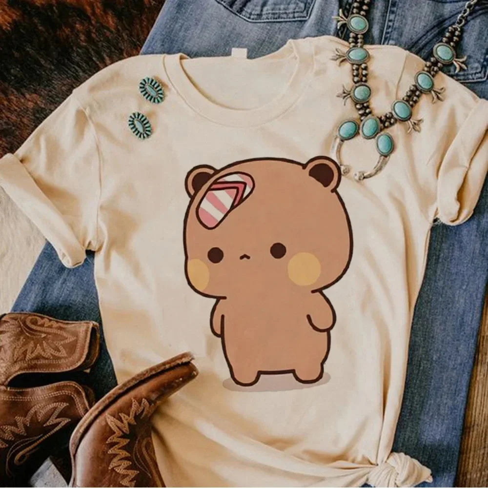 Bubu Dudu Panda Bear Tshirts Short Sleeve Summer Women Tee-shirt Cartoon Graphic Printing Tshirts Casual Harajuku Sleeve Casual