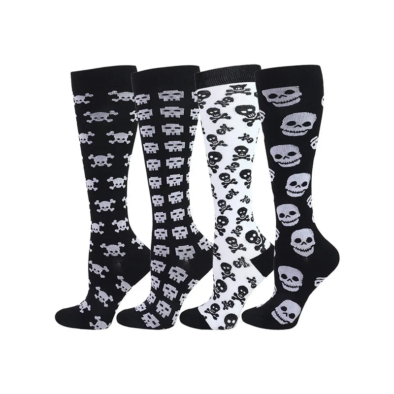 4 Pairs Compression Socks 20-30mmhg High Stockings Men Women Sports Socks For Marathon Cycling Varicose Veins Pregnancy Nursing