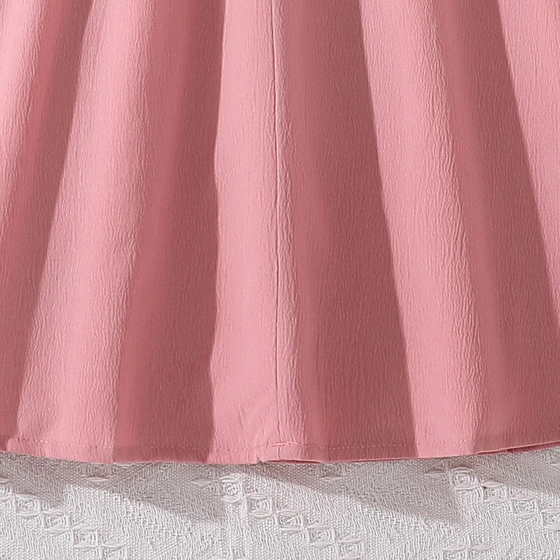 Kids Spring Autumn Fashion Dress For Girls Simple Classic Design Pink Long Sleeve Princess Party Dress Sweet Lovely Style