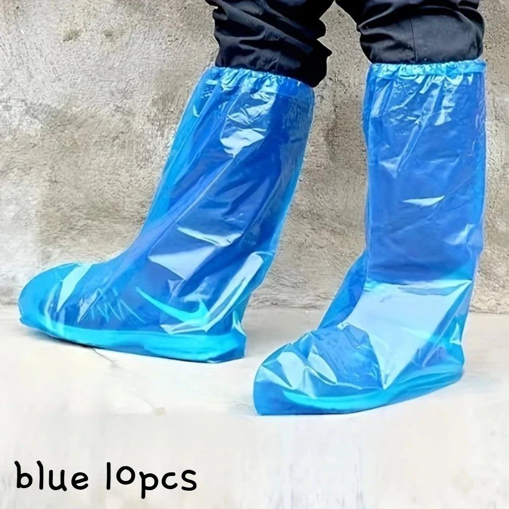 10Pcs Disposable Rain Shoe Covers Transparent Non Slip Waterproof Protectors Uses for Outdoor Wet Weather
