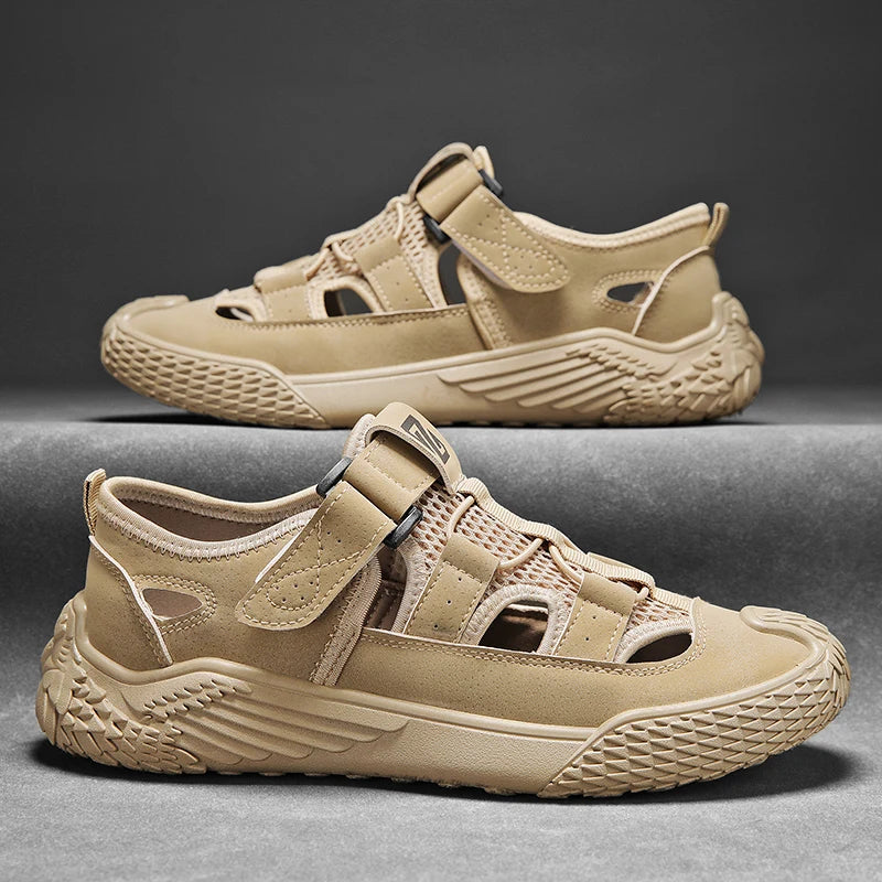 Large Size Sandals for Men, New Summer Style, Trendy, Versatile, Casual Sports Sandals, Soft-Soled Hollow Beach Shoes for Men