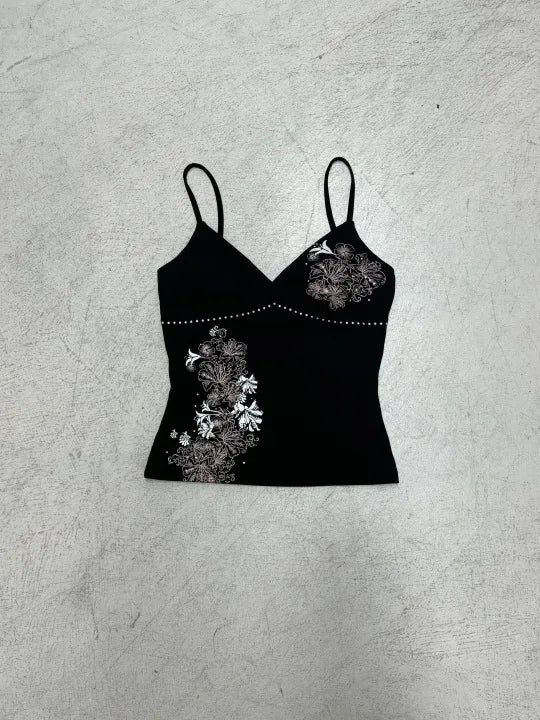 European and American style elegant slim fit fashion trend retro printed chest strap sleeveless vest fashion Y2K sexy punk emo