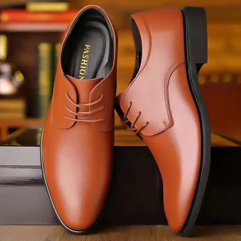 Fashionable Men's Leather Shoes Trendy Cowhide Men sneaker British Formal Men's Leather Shoes Soft Lace-up Leather Shoes for Men