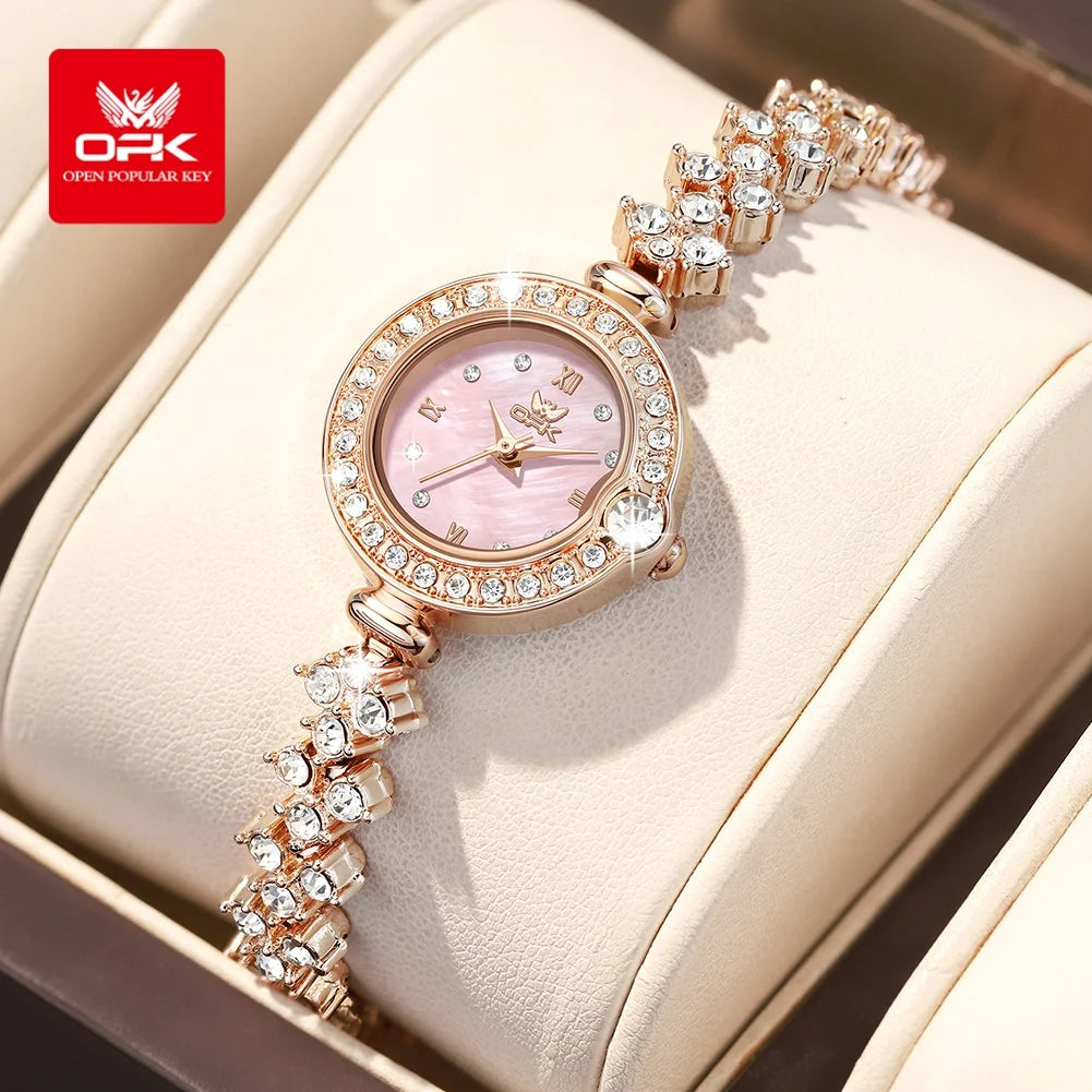 OPK 6054 Full Diamond Woman Watches Original Quartz Wrist Watches for Women Fashion Elegant Waterproof Ladies Watch Girls Gifts