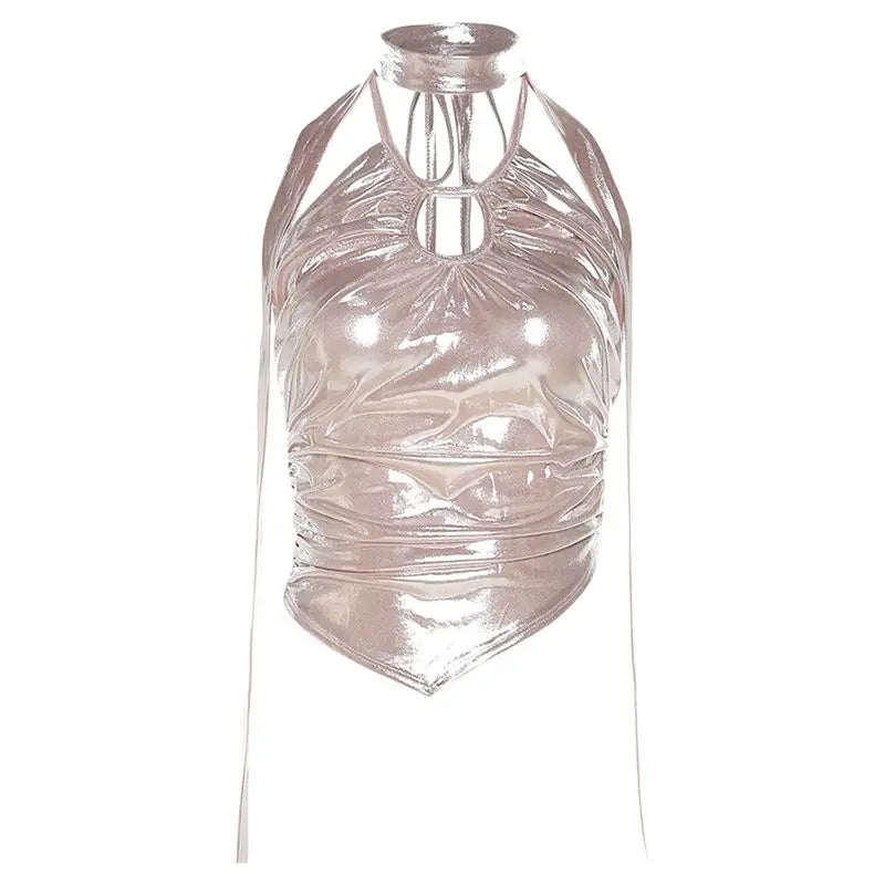 Sexy Backless Suspender Vest Women Punk Streetwear Hollow Design Party Top American Style Irregular Fashion