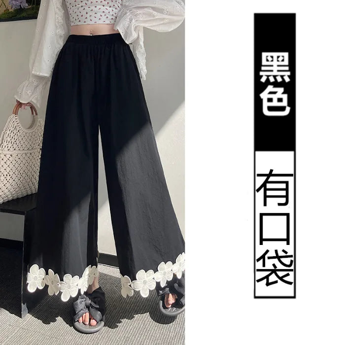 Spring and summer best-selling styles: leisure, fresh, country style, cute, versatile, floral high-waisted nine-tenths pants