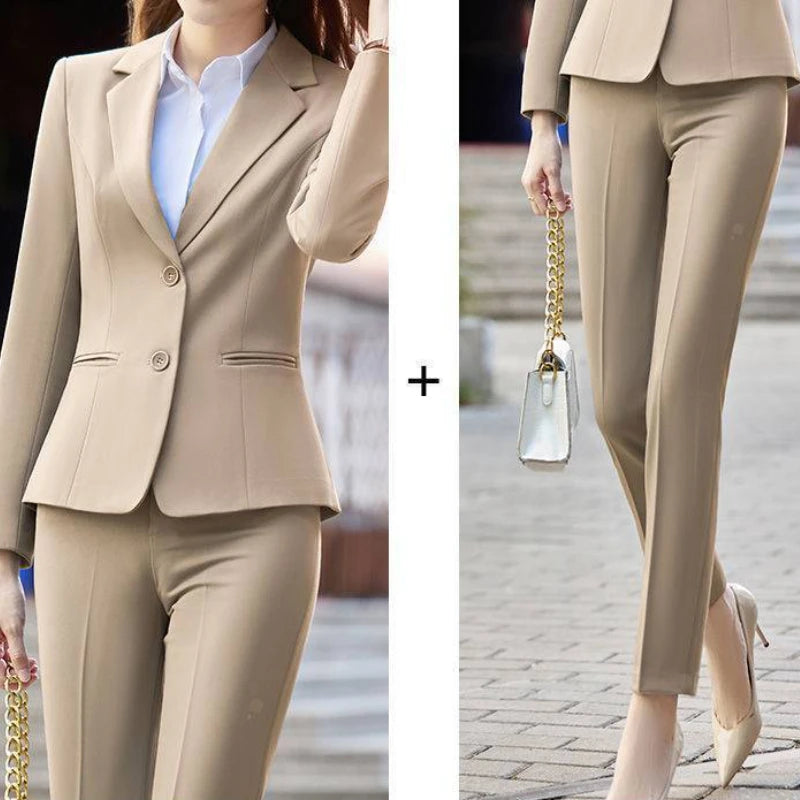 Fall Outfits Suit Jacket Two Piece Sets for Woman Office Wear Formal Womens Blazer and Pants Suits Set 2 Elegant Pieces Business