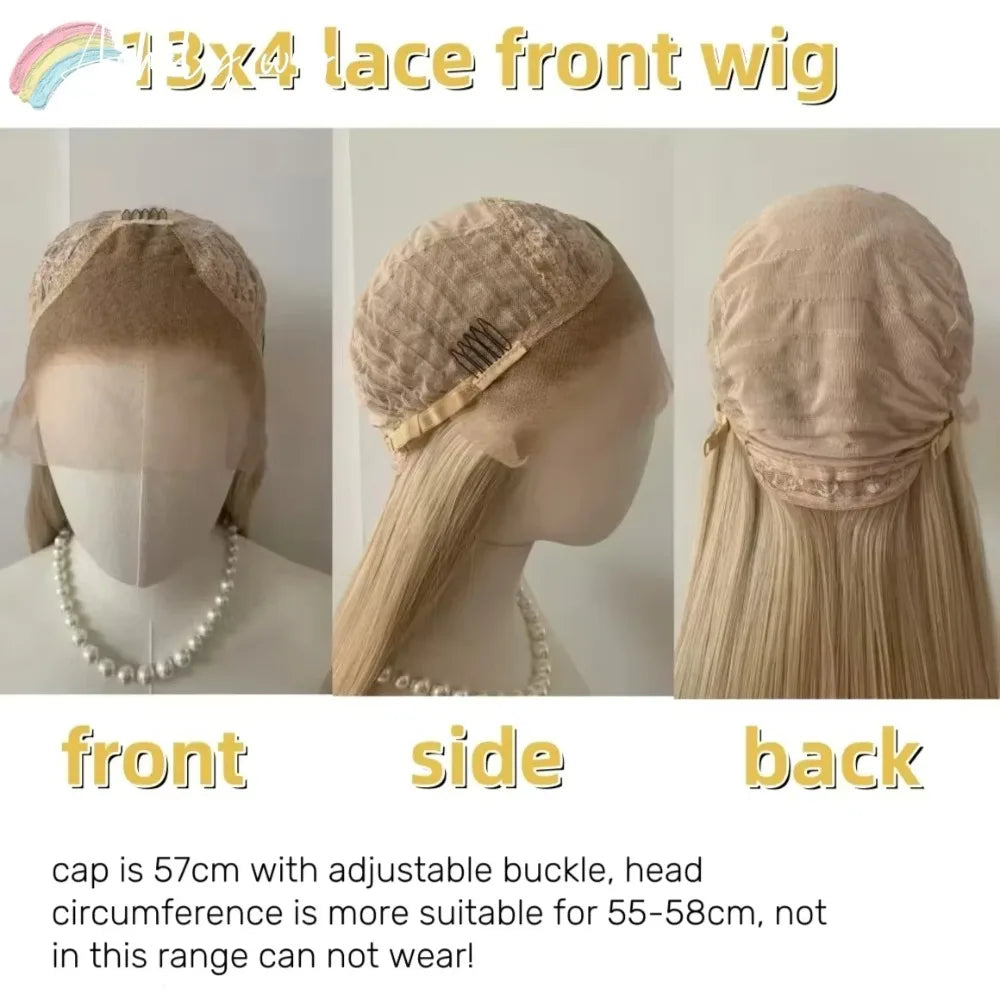 Ashely Yellow Wig 26inch 13x4 Lace Front Wig Long Straight Synthetic Lace Wigs High-temperature Resistant Fibers for Cosplay
