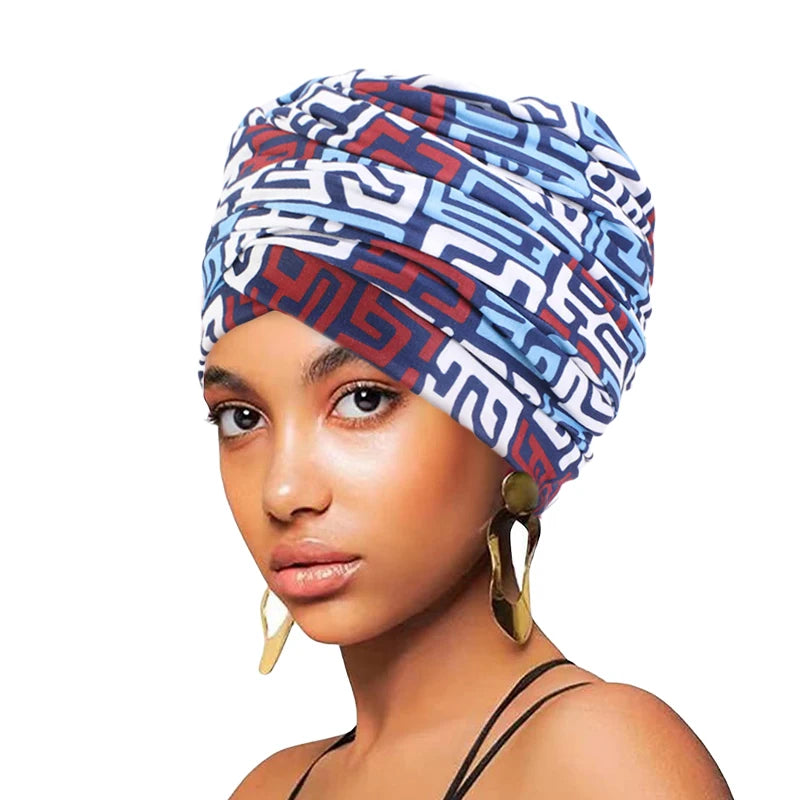Women Muslim Turban Cap Long Style Elegant African print Auto Gele Headtie Female Head Wraps Nigeria Party Headpiece Turbante