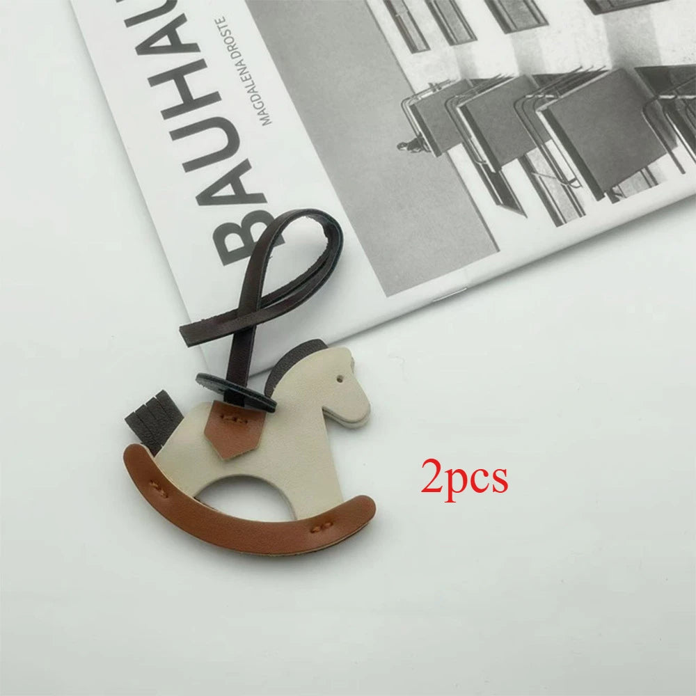 1Pc Cute PU Cartoon Pony Bag Charm for Women Teen Girls Animal Keychain Fashion Accessories DIY Gift for College Students
