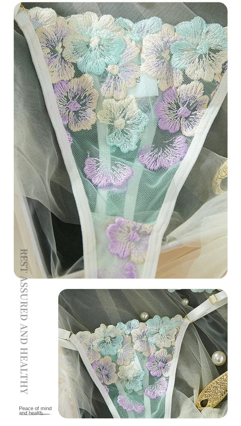 Lingerie Sexy Delicate Underwear Bra and Panties Lace Embroidery Set Fairy women Beautiful Brief Sets