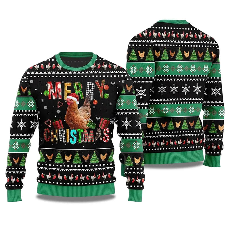 Cute Capybara Print Design Ugly Christmas Sweater Child Adult Long Sleeve Christmas Pullover Sweatshirt Festival Hot Men Sweater