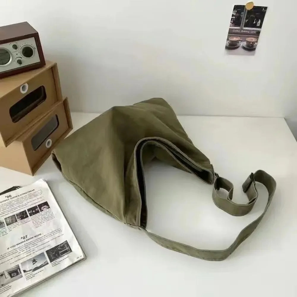 Retro Canvas Shoulder Bag Large Capacity Multi-purpose Messenger Bag Travel Tote Bag Woman Men