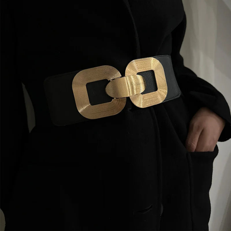 Black Plus Size Wide belt for women Girdles Elastic Cummerbunds Luxury Brands Designer Corset Belt Female Punk Gothic Belt Gold BAZAARHUBO