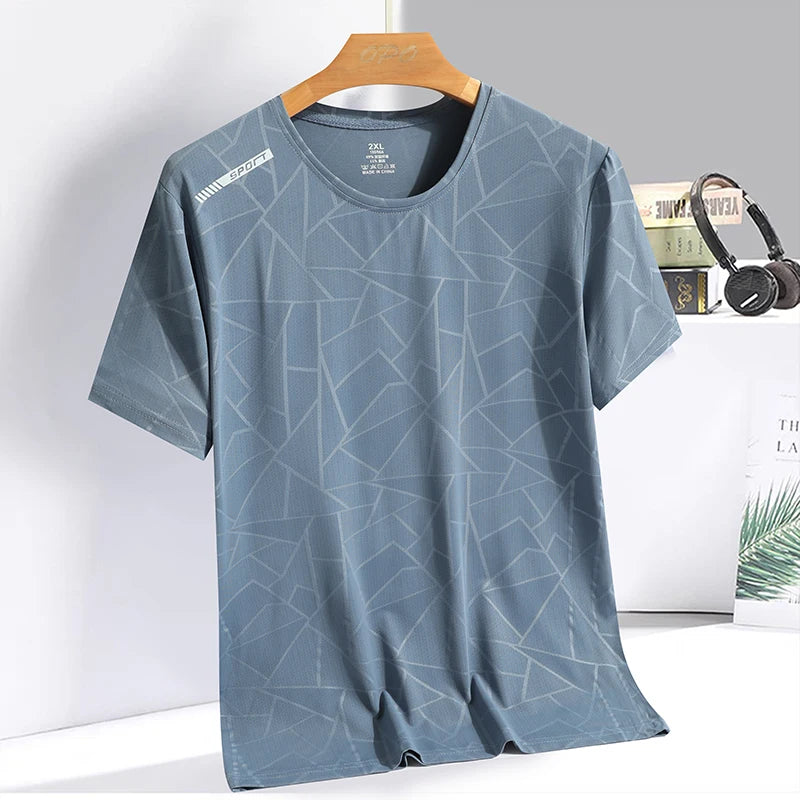 Summer ice silk short sleeved T-shirt for men and women, quick drying and breathable sports top, outdoor running duanT