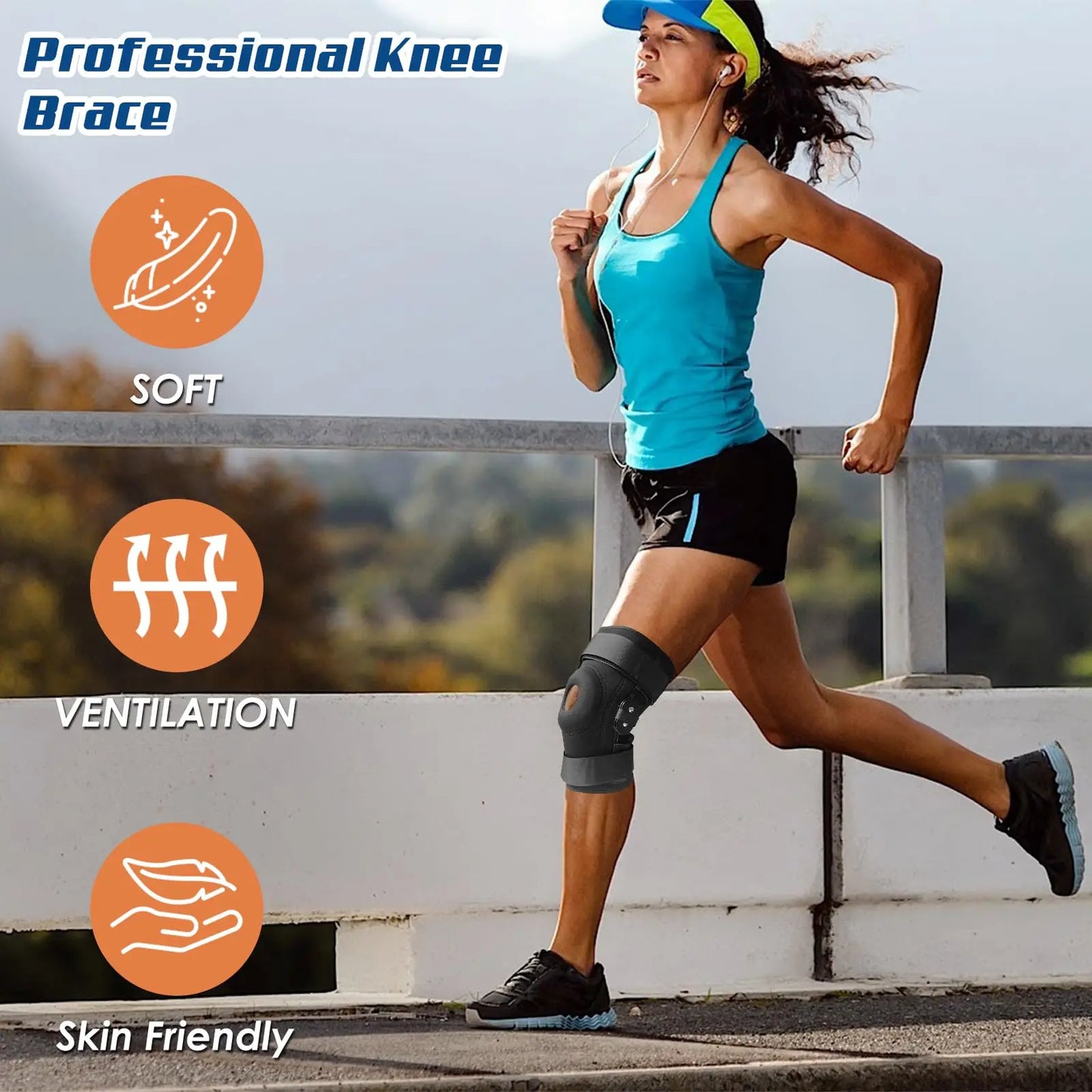 Patella Hinged Knee Braces Orthopedic For Knee Pain With Springs Compression Removable Steel Splint Support Knee Sleeve