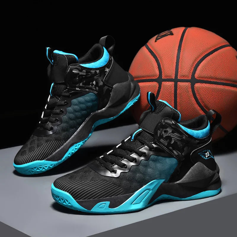 Basketball Shoes, Men's Outdoor Sports Shoes, Men's Shock-Absorbing High-Top Student Practical Shoes, Mesh Breathable Casual Shoes