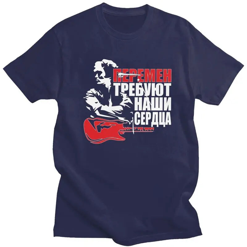 Custom Classic Viktor Tsoi Kino T Shirt Men Short Sleeve Cotton T-shirt Casual Russian Rock Band Legend Tees Streetwear Tshirt