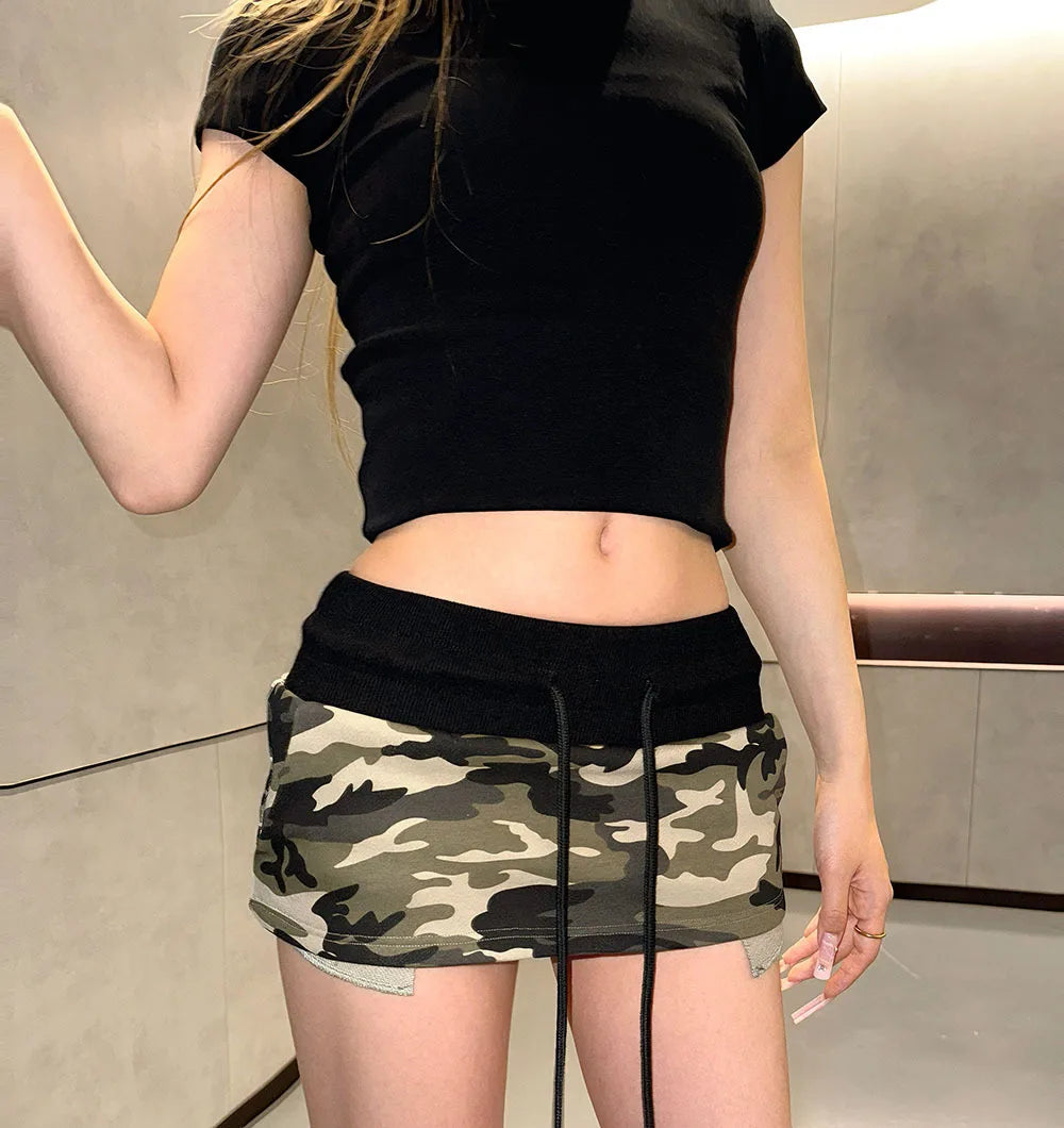 American Gothic Retro Street Style Slim Fit Camouflage Mini Skirt Summer Sexy Spicy Girls Aesthetic Female Versatile Mini Skirt