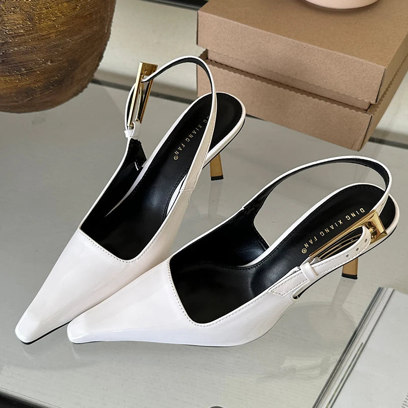Women Shoes Pumps Sandals Spring Fashion Pointed Toe Slingbacks Female Footwear Summer Ladies Shallow Shoes High Heels