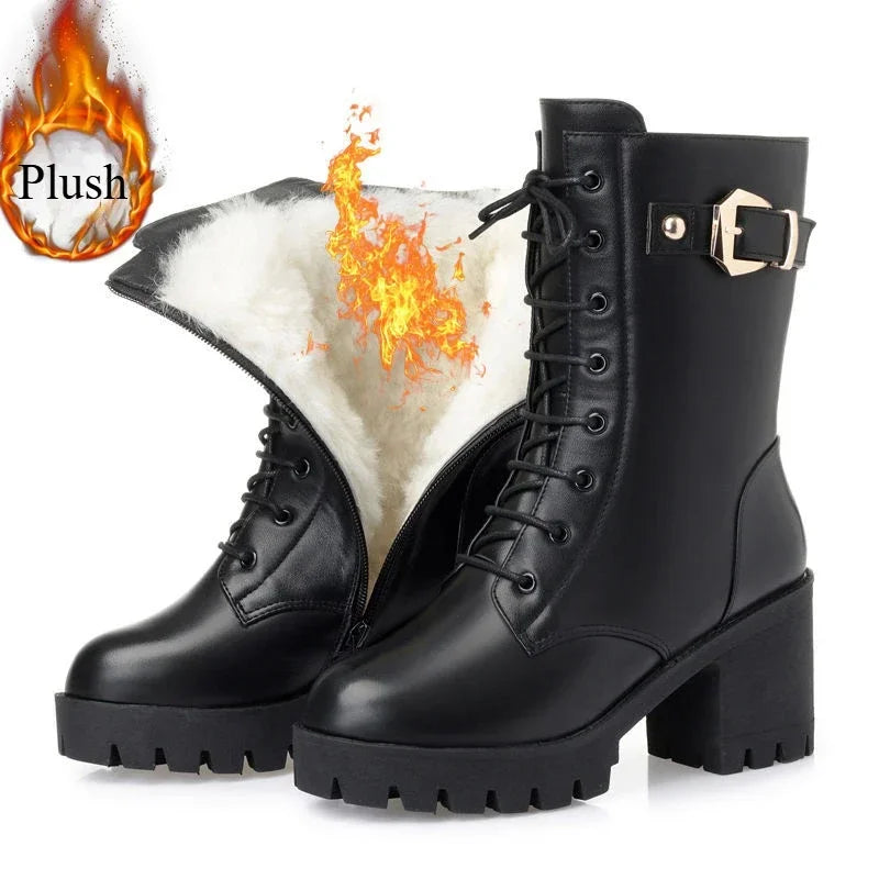 Luxury Women's Boots Winter Warm Women Snow Boots Fashion High Quality High Heels Comfort Platform Women Short Boots Botas Mujer
