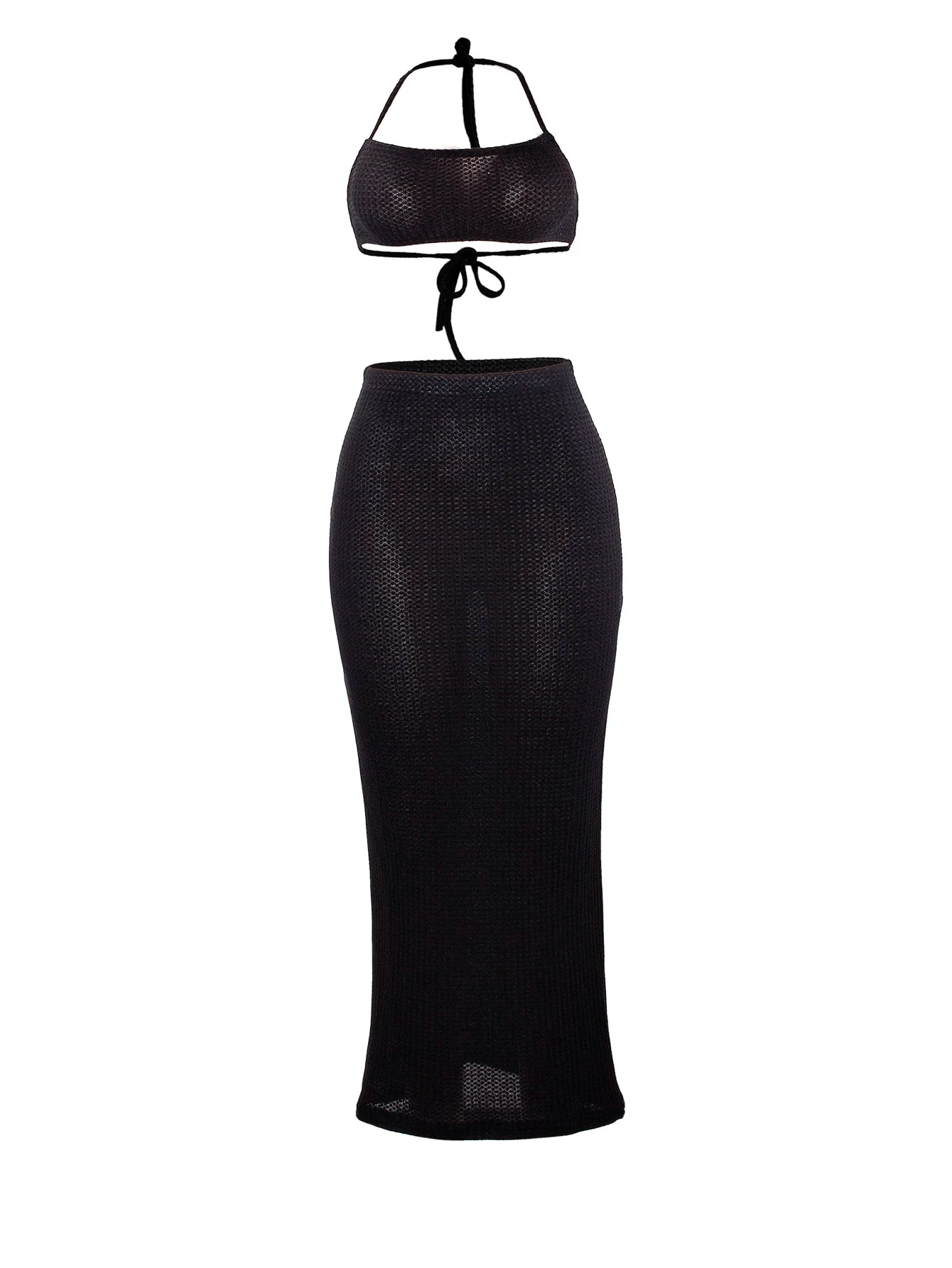 Women Long Skirt 2 Pcs Sets Sexy Strapless Tube Top Bodycon Maxi Skirts Y2k Two Piece Outfit Summer Clothing Beach Wear