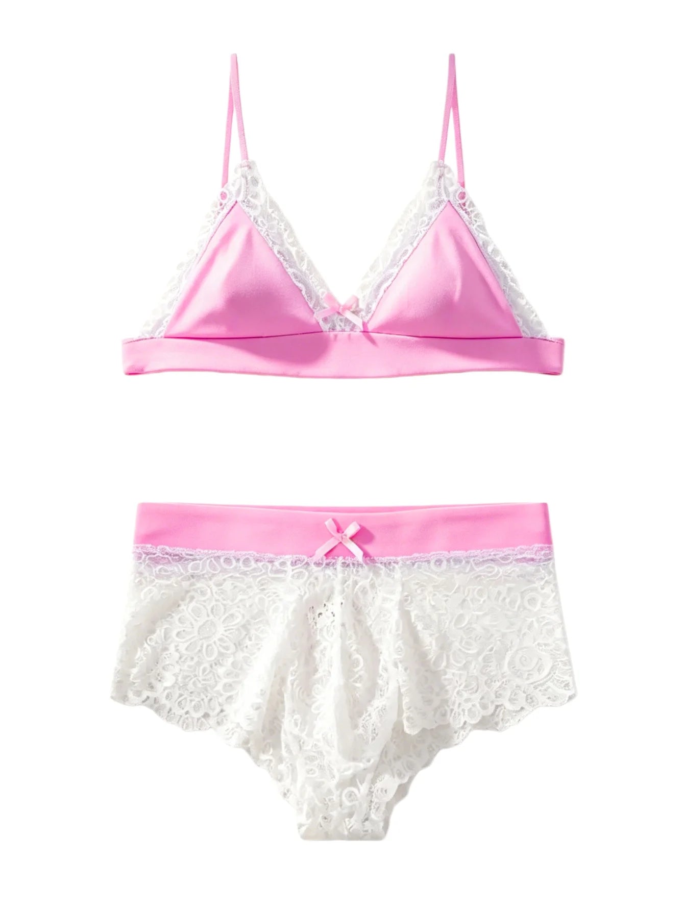 1 Set of 2 Pieces Men's Underwear: Sexy and Sexy Lace Underwear Set, Front Bow Bra&Lace Underwear,Transparent,Drag Queen