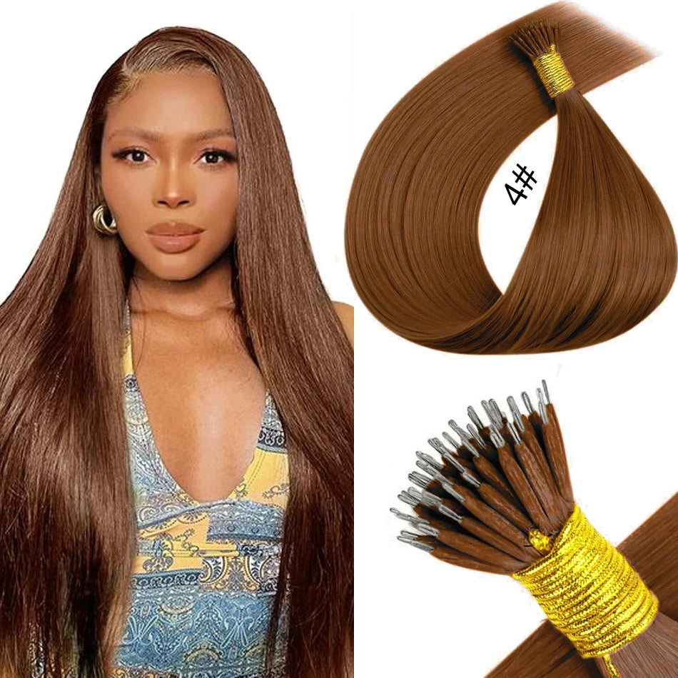nano rings hair extension real human hair Invisible Mini Silicone Beads Black Brown Blonde Microlink 100% human Hair Extensions