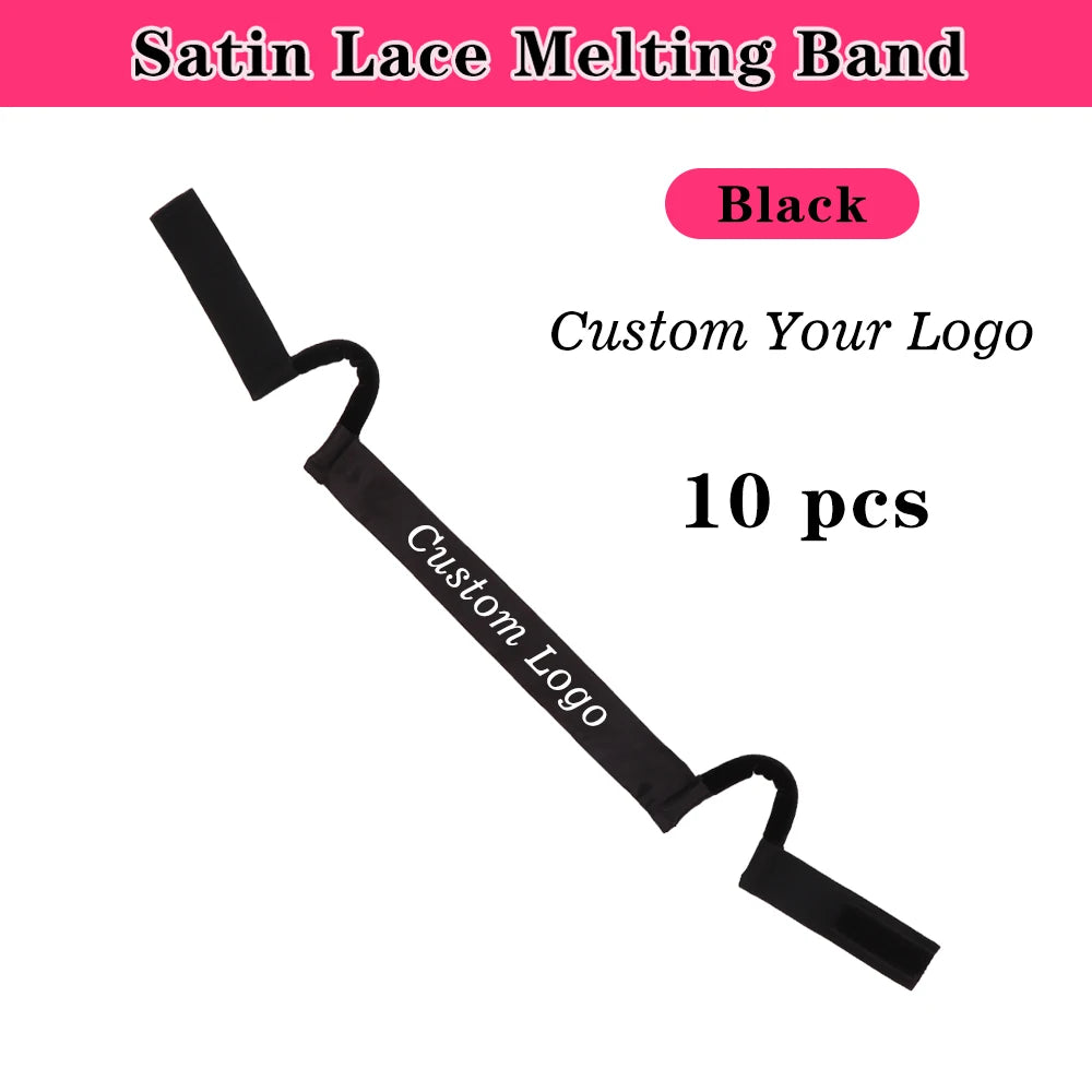 10Pcs New Arrival Custom Comfortable Satin Lace Melt Wig Band Adjustable Wig Headband With Ear Protection 3.5Cm Width Black Pink