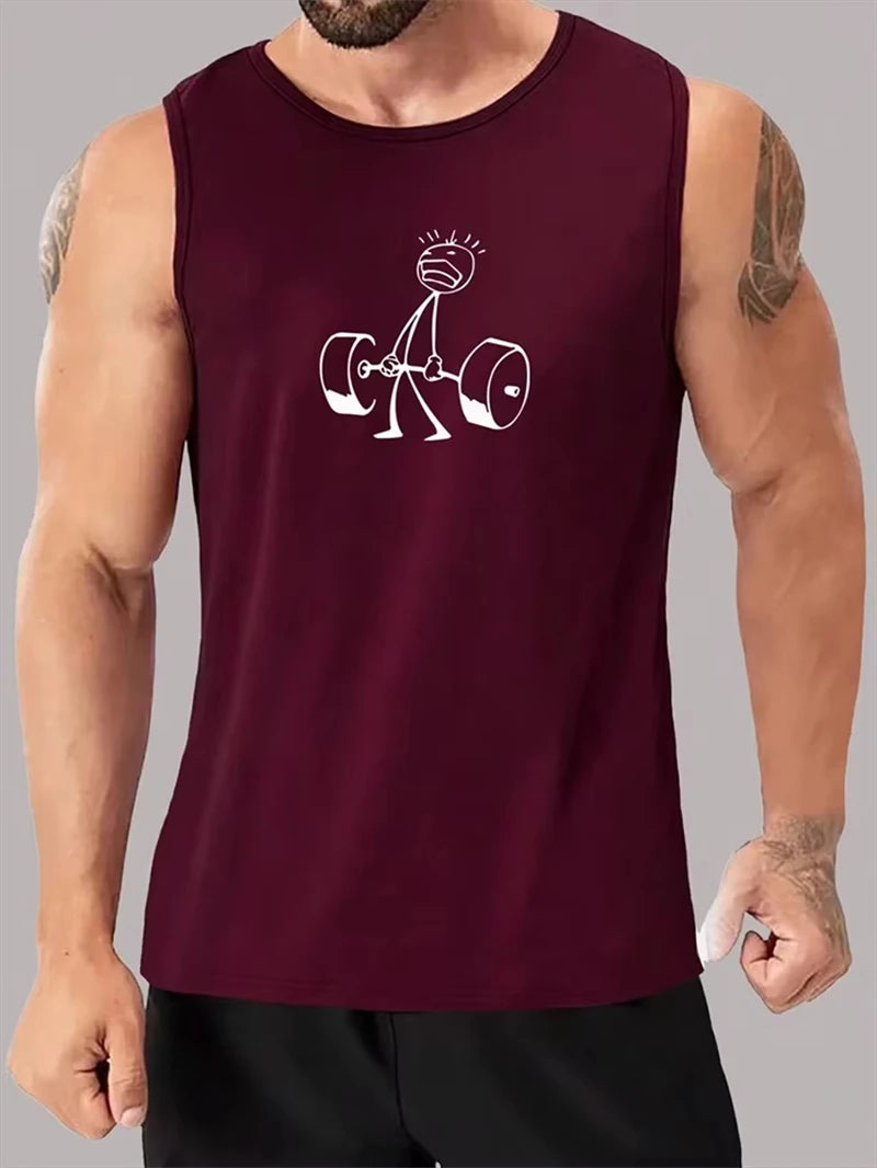 Funny Weightlifting Graphic Tank Tops For Men Fashion Summer Sleeveless 3D Printed Fitness Vest Casual Oversized Sports Tees