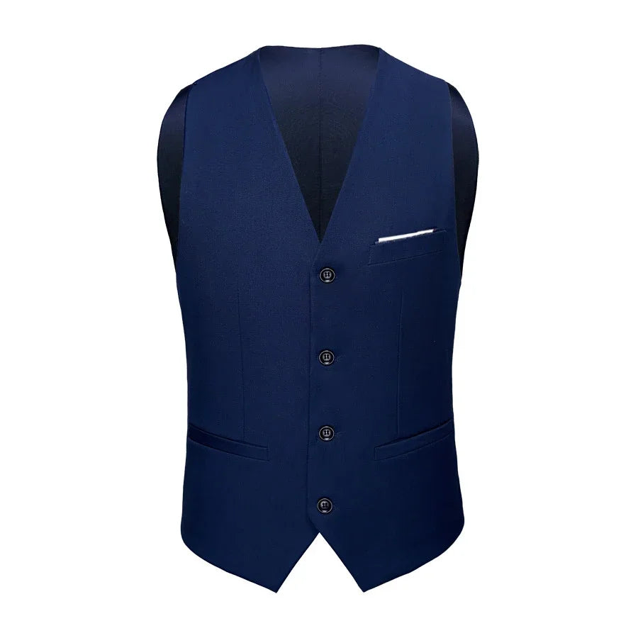 M-6XL Luxurious Fashion High-end Solid Color Men's Official Business Casual Suit Vest Groom Wedding Dress Party Male Waist Coat