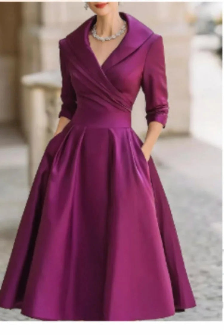Women's Fashion Dress New Style V-neck Waist-hugging Makes You Look Slim And Elegant Long Sleeves Maxi Prom Dresses For Women