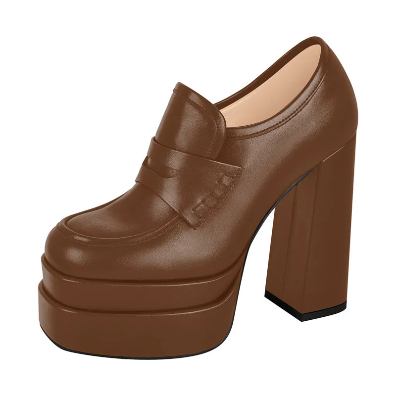 Richealnana Women Pumps Red Matte Double Platform Punk Fashion Shoes