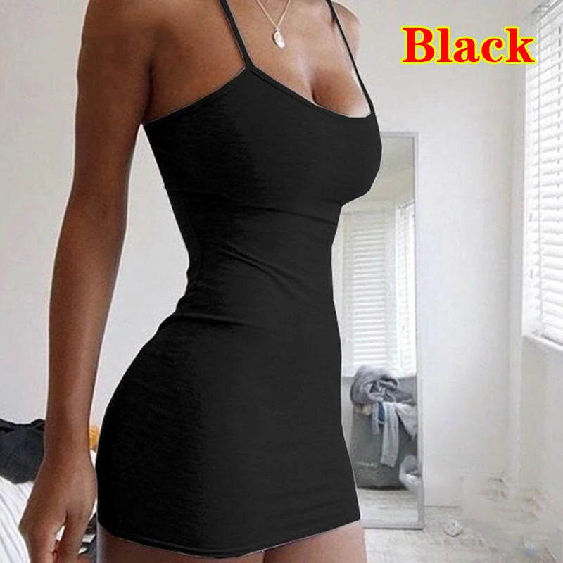 Sexy Short Dress Nightclub Dress for Women Tight-Fitting Wrap Hip Over-The-Knee Sleeveless Dresses Summer Street Bodycon Dress
