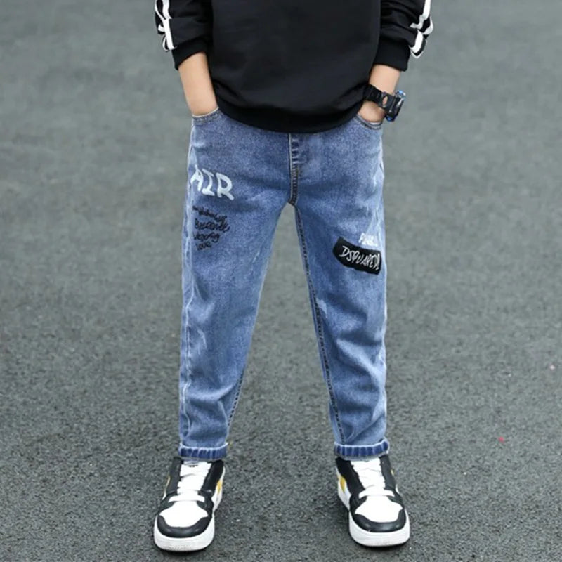 New Casual Kids Boys Clothes Jeans Pants Children Wears Denim Clothing Infant Baby Trousers Bottoms 4 5 6 7 8 9 10 11 12Years