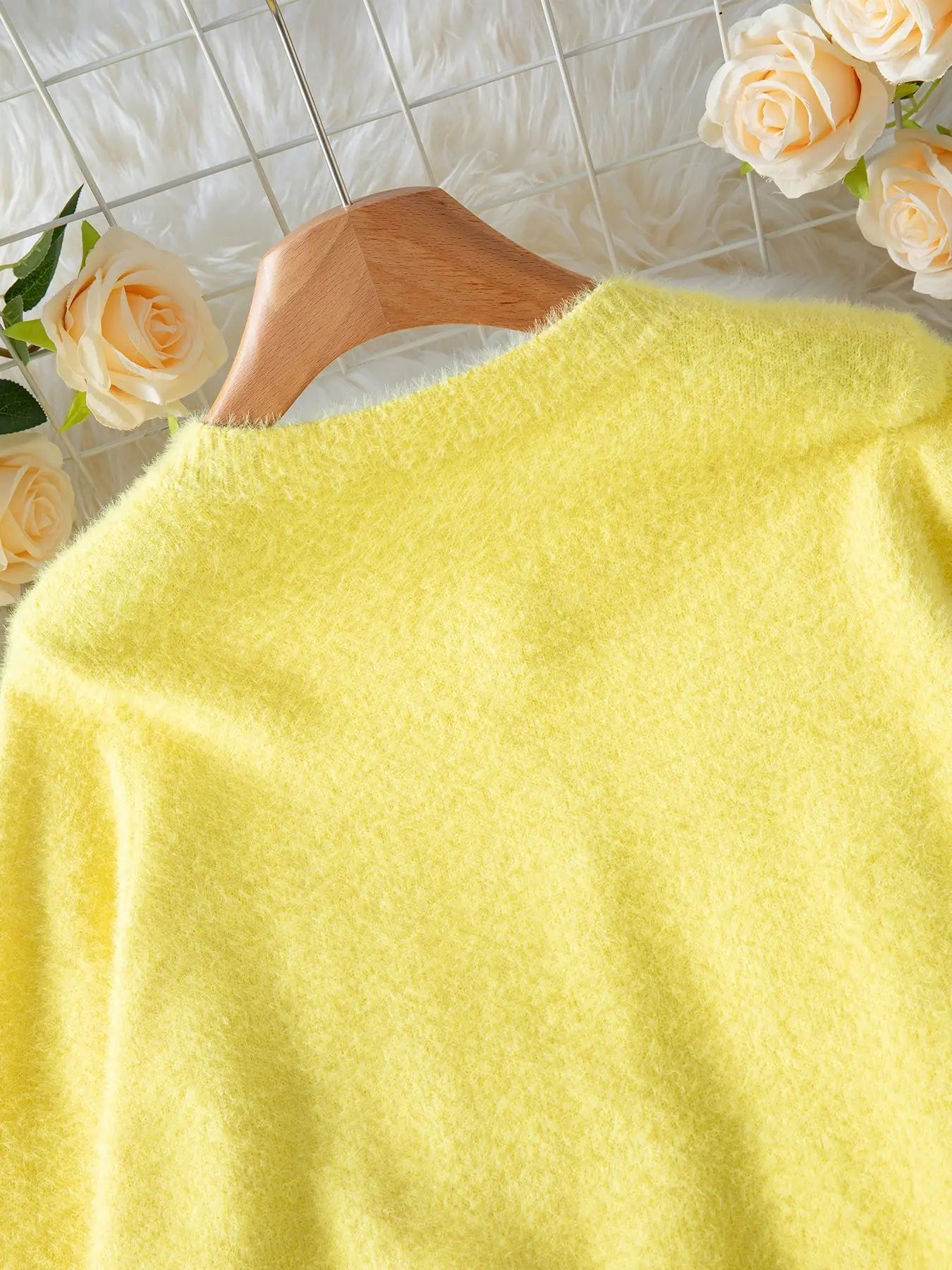 Autumn Winter Fashion Yellow Cardigan Women Heart Button Long Sleeve Knit Sweater Outerwears