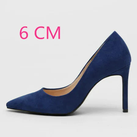 2025 Flock Leather Heels Women Pumps Bucket Pointed Toe High Heels Sexy Lady Shoes Thin Heels Chaussure Femme Autumn