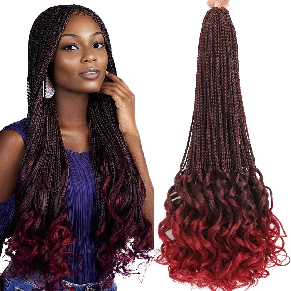 14 18 24 Inch French Curl Crochet Braids Boho Goddess French Curl Box Braids Crochet Hair Synthetic French Curly Braiding Hair