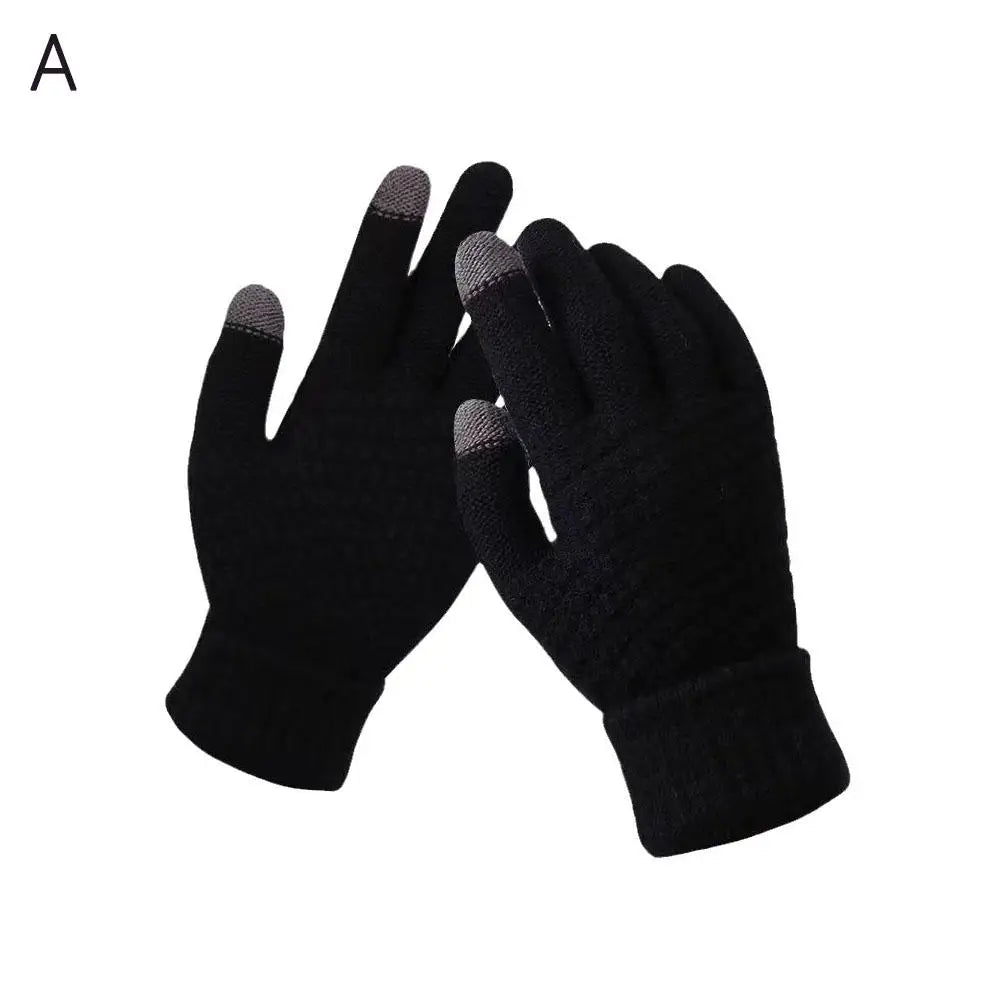 Women Men Warm Winter Touch Screen Gloves Stretch Classical Knit Mittens Wool Full Finger Outdoor Cycling Driving Glove BAZAARHUBO