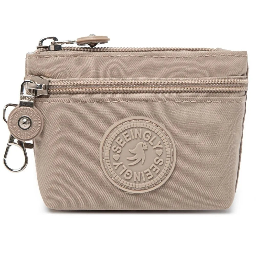 New Solid Color Women Wallet Nylon with Keychain Coin Purse Waterproof Zipper Clutch Ladies
